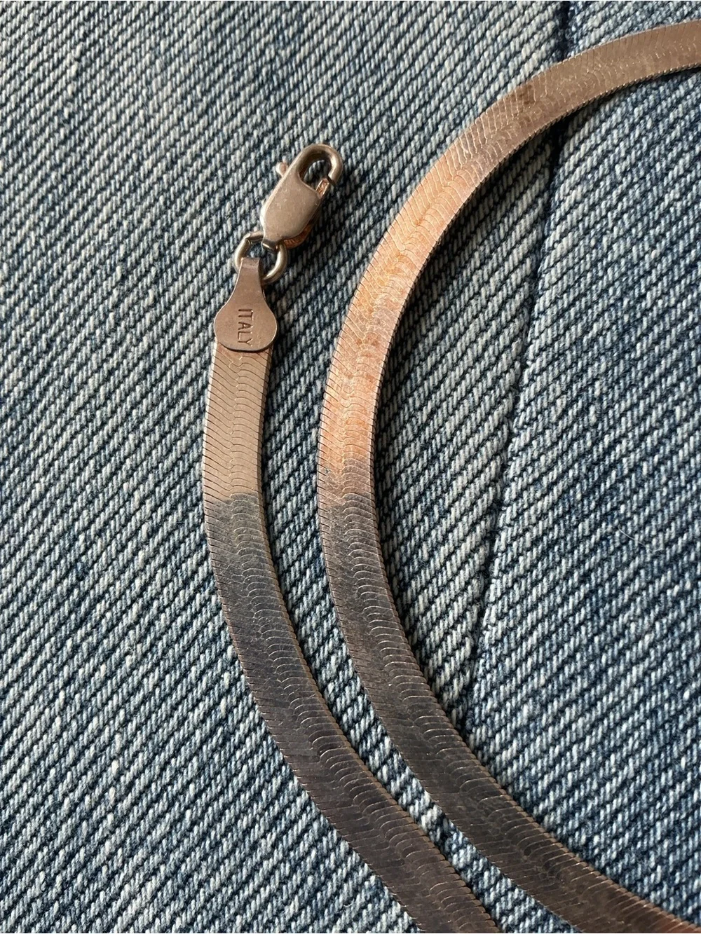 Brown Herringbone Flat Chain Necklace - Sterling silver 925
